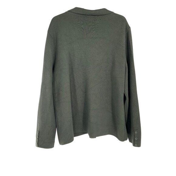 Kancy Kole Womens Olive Green Knit Blazer Cardigan Pockets Button Cuffs Size 2XL - Picture 3 of 8